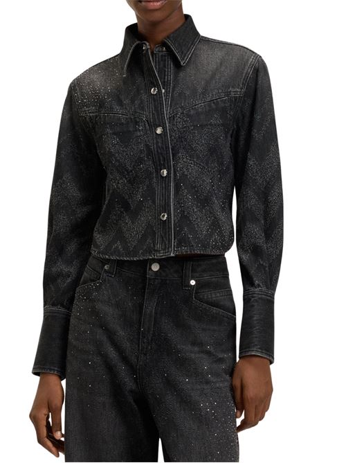 Camicia corta in denim con cristalli Boss Orange | 50548445002